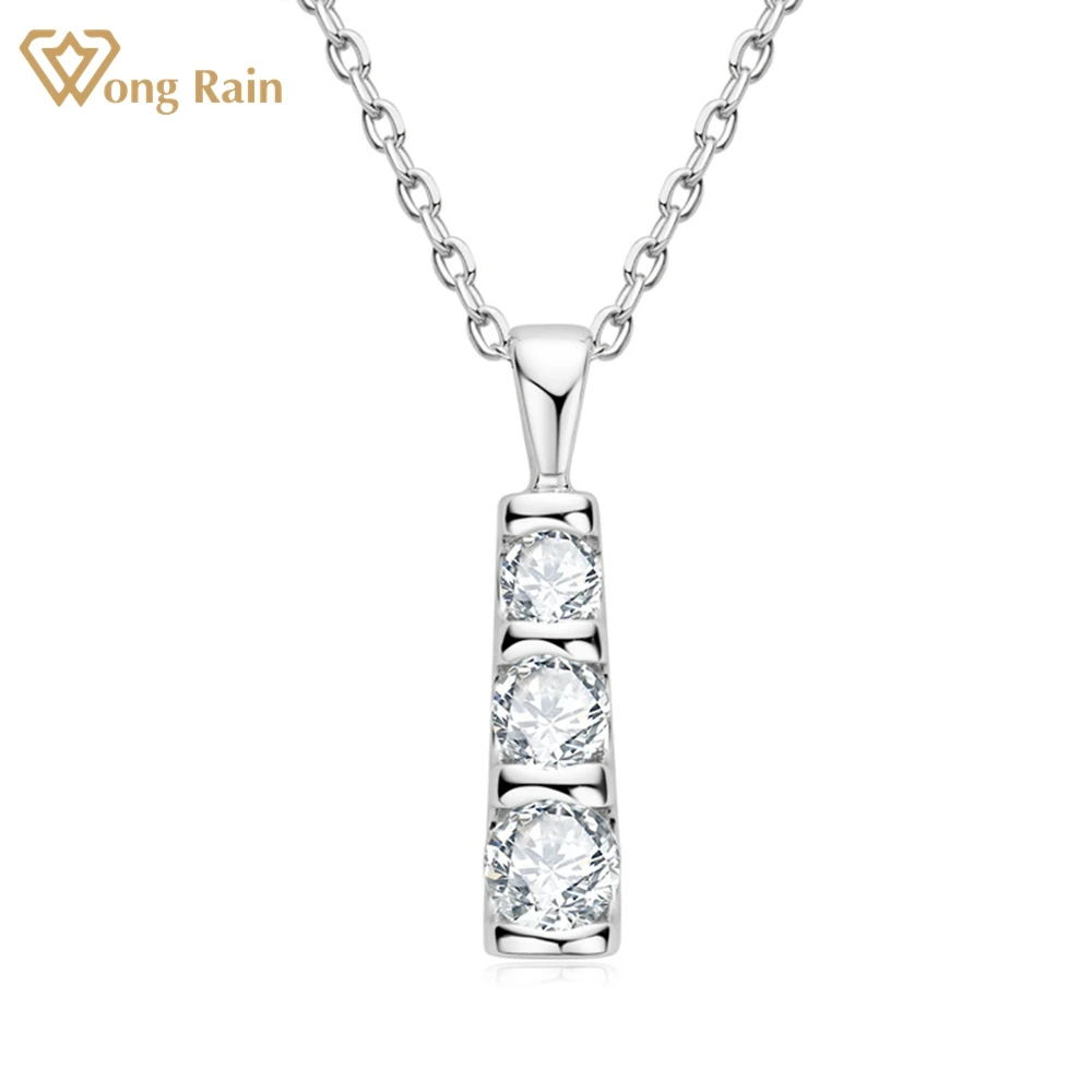 

Wong Rain 100% 925 Sterling Silver VVS1 D Color Real Moissanite Diamonds Gemstone Simple Pendent Necklace Fine Jewelry With GRA