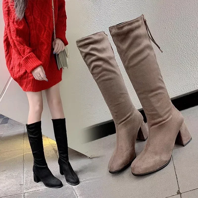 

Women's Leather Boots Sexy Thigh High Heels High Sexy Boots-Women Pointe Shoes Luxury Designer Over-the-Knee 2022 Pointy Med La