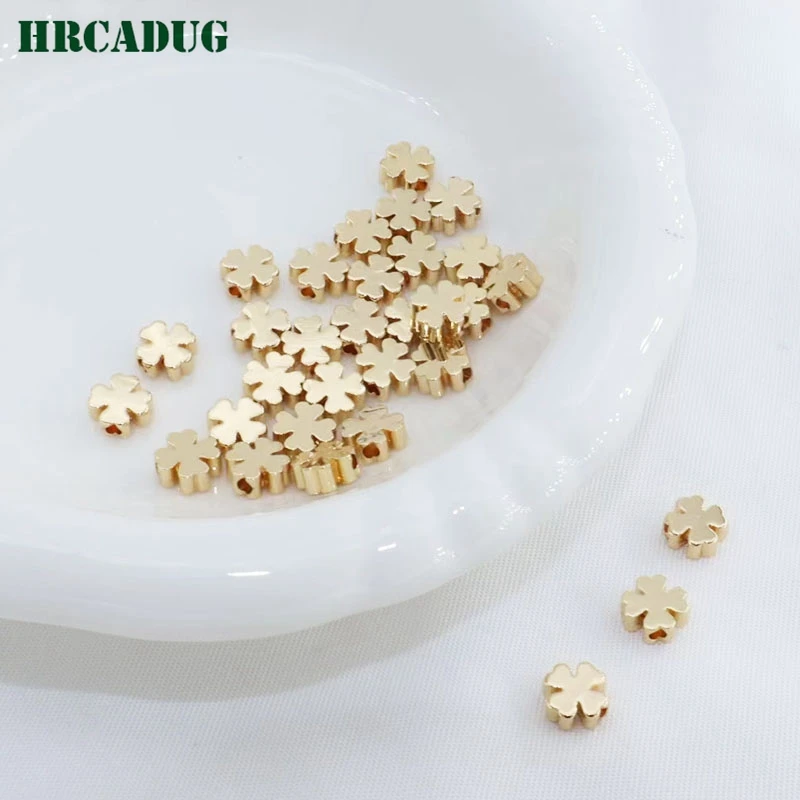 Wholesale Bracelet Bead 18K Gold Plated Round Flower Spacer Beads For Separation Handmade DIY Jewelry Accessories Copper Beads