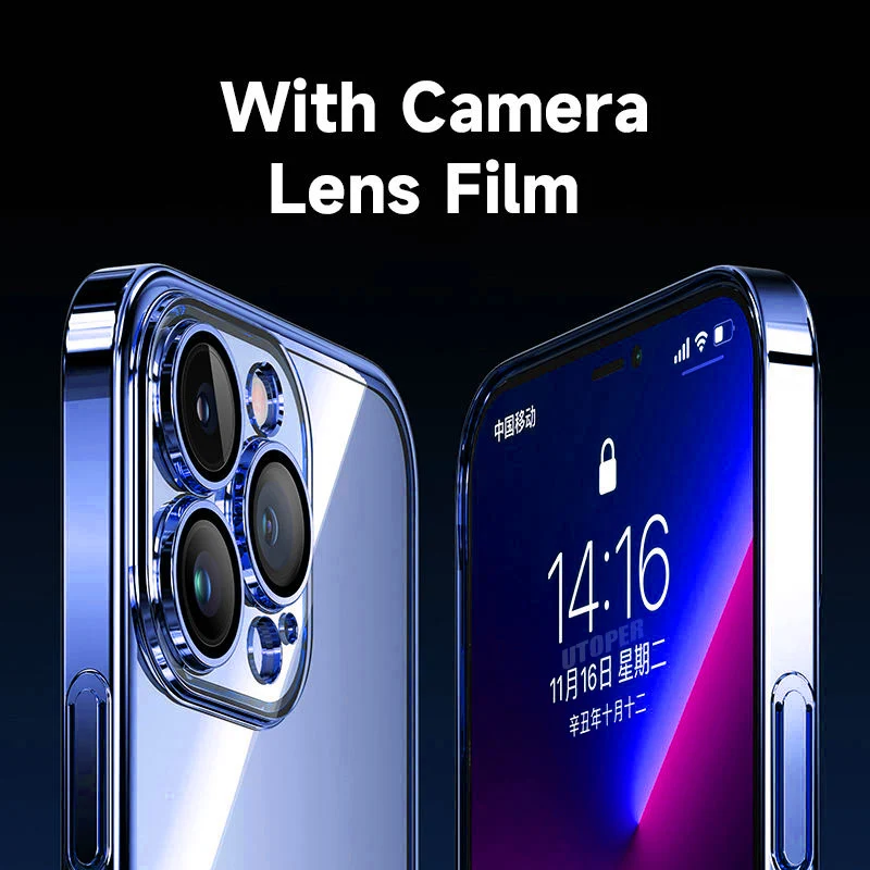 Прозрачный Противоскользящий мягкий чехол из ТПУ с покрытием для iPhone 16 15 14 13 12 11 Pro