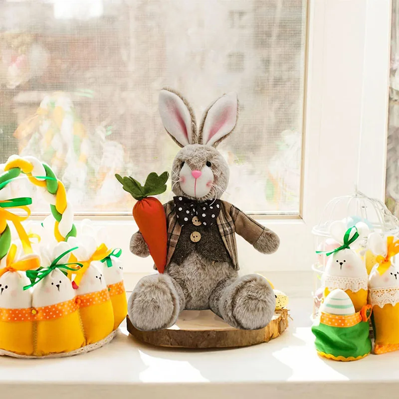 Пасхальные украшения в виде кролика милые плюшевые коллекционные фигурки для