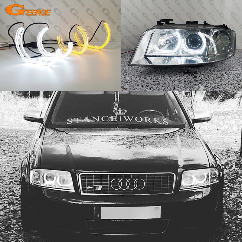 For Audi A6 C5 4B S6 RS6 Ultra Bright Crystal DTM M4 Style Led Angel Eyes Kit Halo Rings Day Light Car Accessories