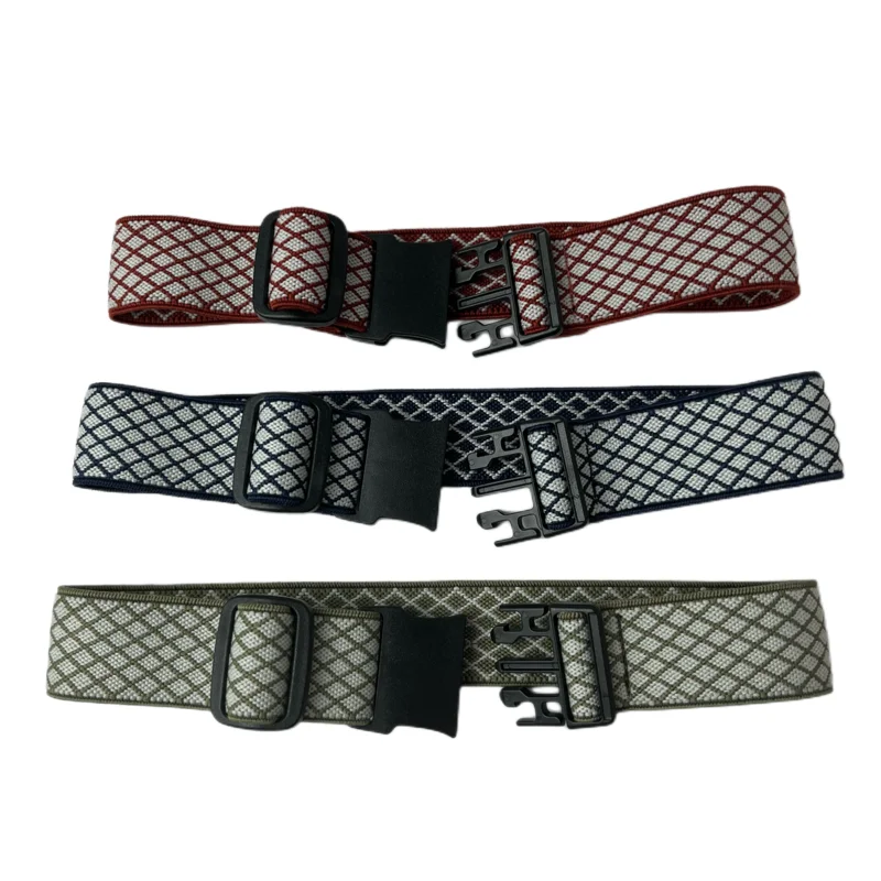 Unisex 2 Pack 2 Loop Invisible Pants Adjuster Plastic Buckle No Show Jacquard Elastic Belt