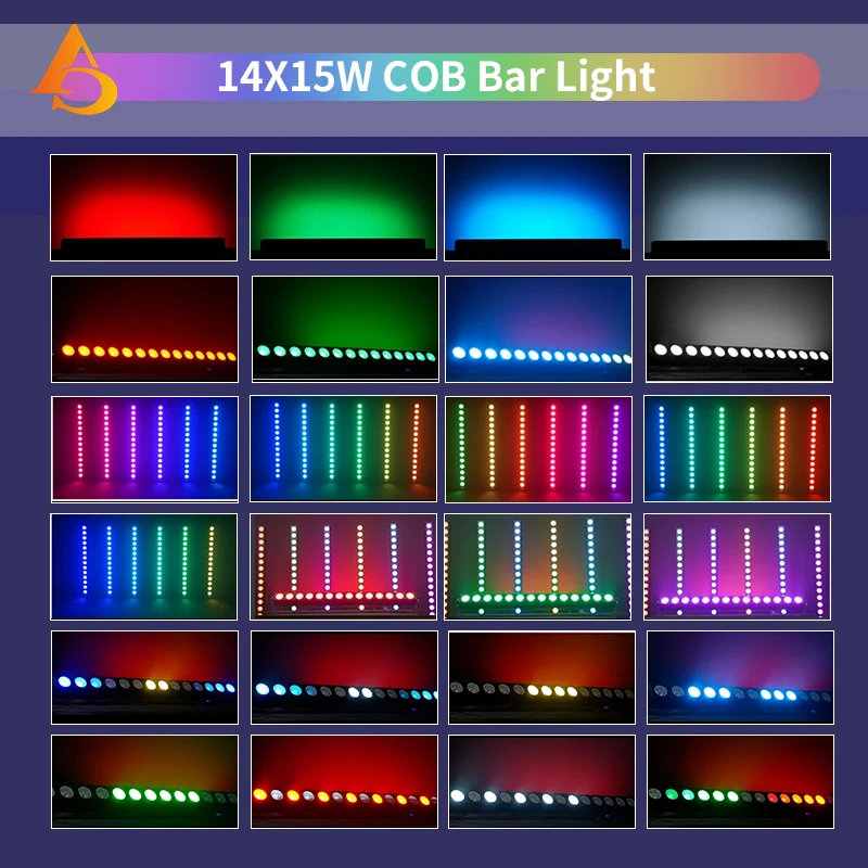 Фото Светодиодный пиксельный COB-прожектор 14x15W RGBW DMX для сцены, подходит для выступлений диджеев, свадеб и сценических представлений №5