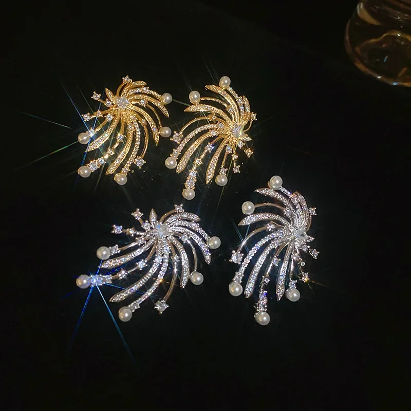 Minar стильные серьги-капли с кубическим цирконом и имитацией жемчуга фейерверка