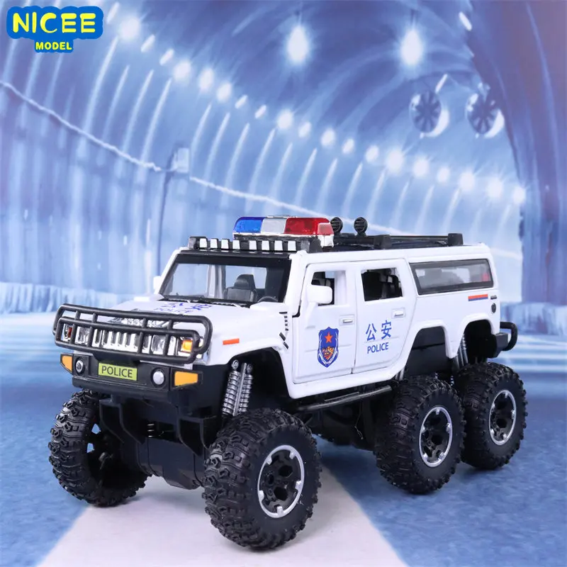 

1:32 Hummer Полицейская машина внедорожник высокий симулятор литая машина из металлического сплава Модель автомобиля детские игрушки коллекци...