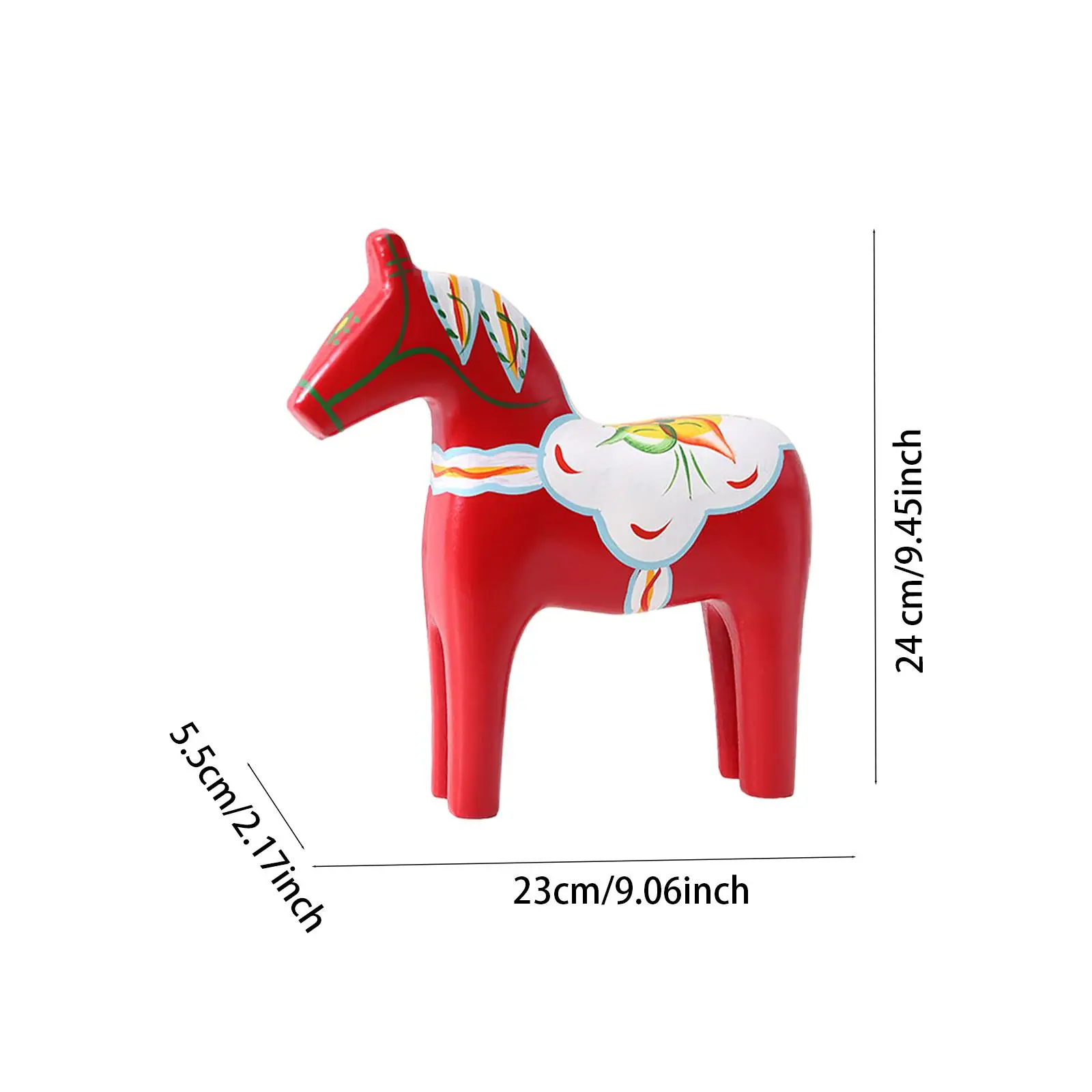 Wooden Dala Horse Ornament Hand Painted Dalecarlian Figurine for Birthday Gift Housewarming Collection Souvenir