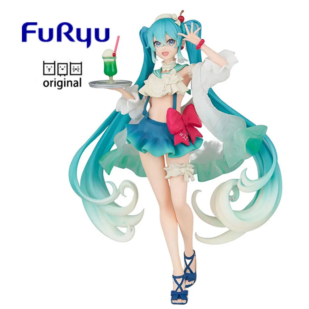 

В наличии FuRyu оригинальный Hatsune Miku Vocaloid Дыня Сода поплавок сладкие конфеты Kawaii экшн-фигурки аниме коллекционные игрушки