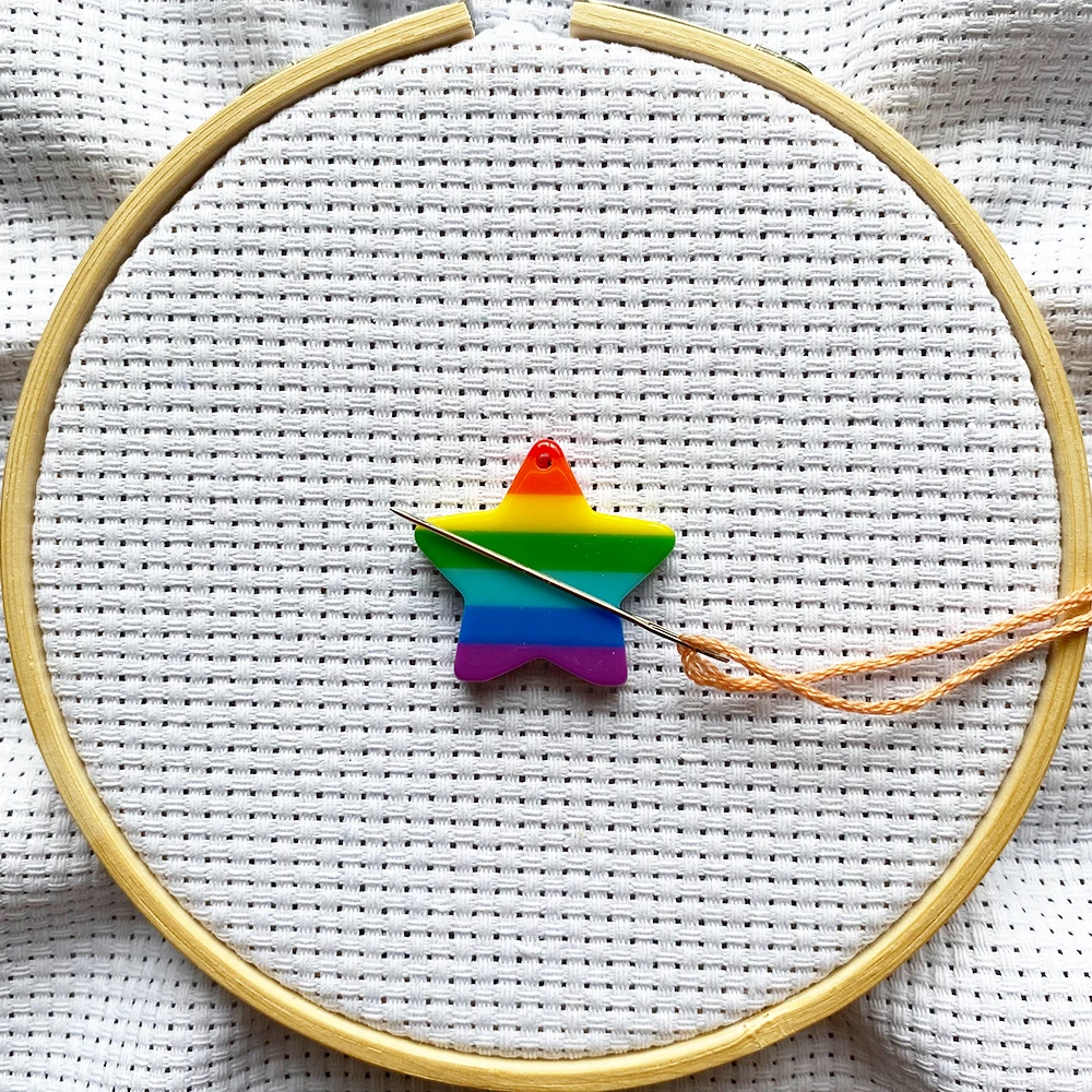 Rainbow Star Needle Minder for Cross Stitch Magnetic Pin Holder | Cross-Stitch