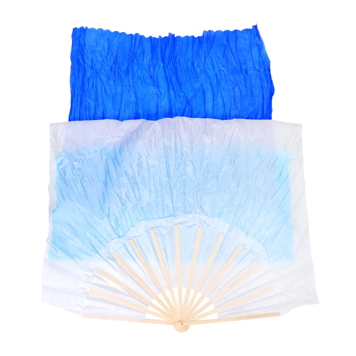 

18m Lengthened Fan Veils Silk Bamboo Fans Gradient Color Fan for Women Adults (White Gradual Dark Blue) Dance