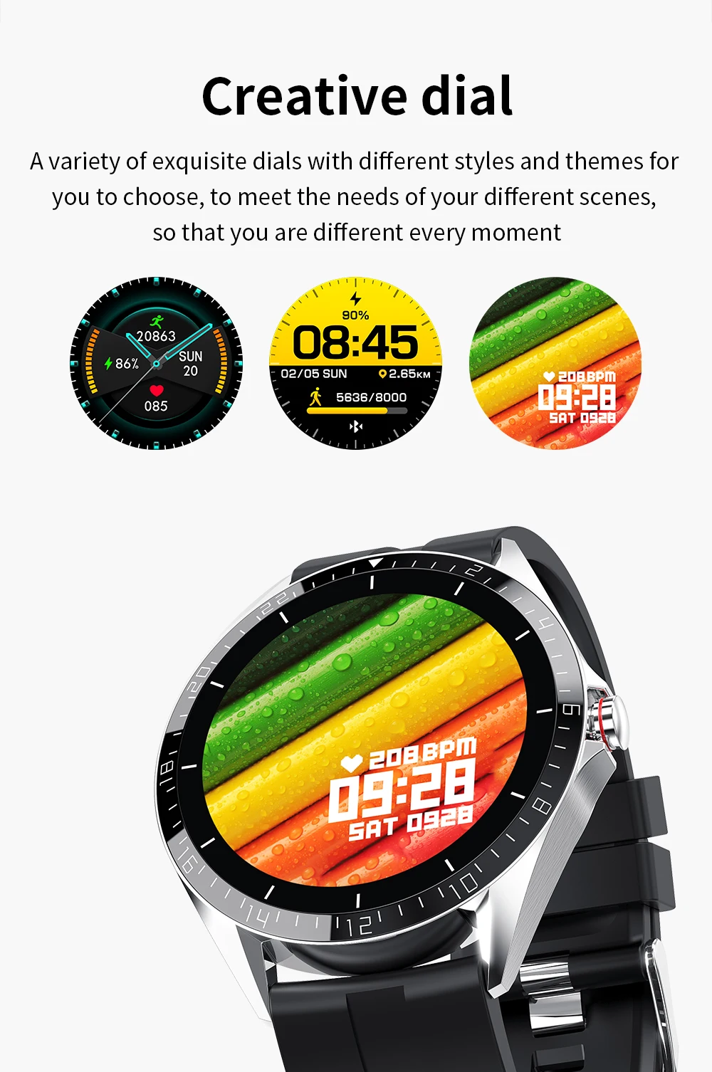 kumi gw16t men smart watch sport fitness heart rate monitor ip67 waterproof full touch screen smartwatch for ios android phone free global shipping