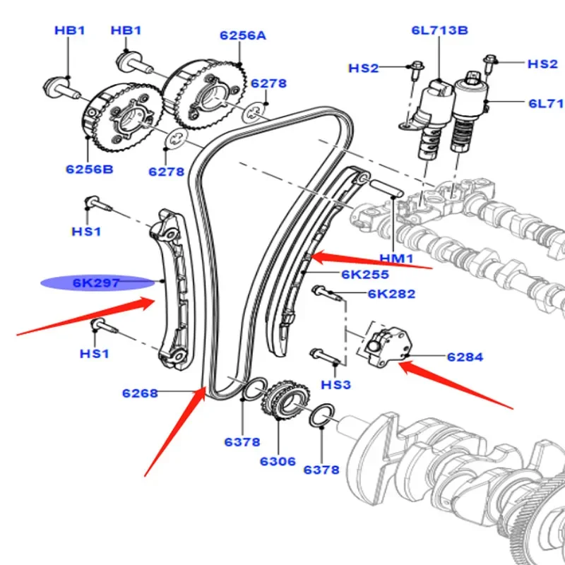 Направляющая цепи синхронизации рычаг звездочка коленчатого вала Натяжитель