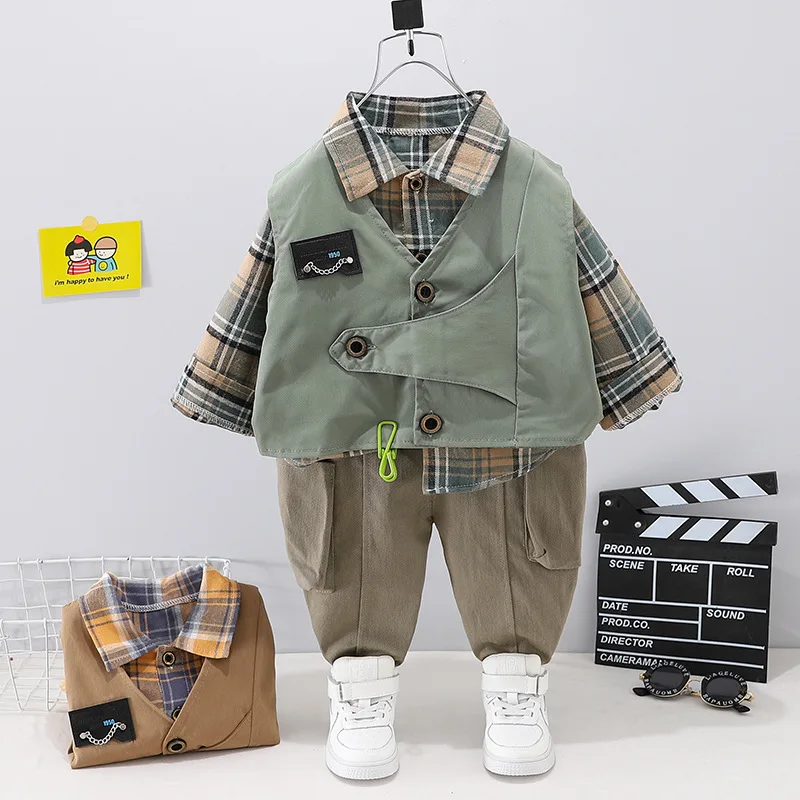 

3 шт., детский спортивный костюм из жилета и брюк