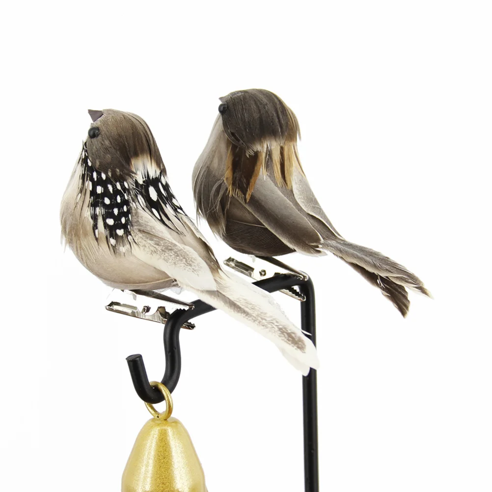 

4 Pcs Artificial Simulation Foam Bird Birds Decoration Grey Clips Feathered Artificiales Para Fake
