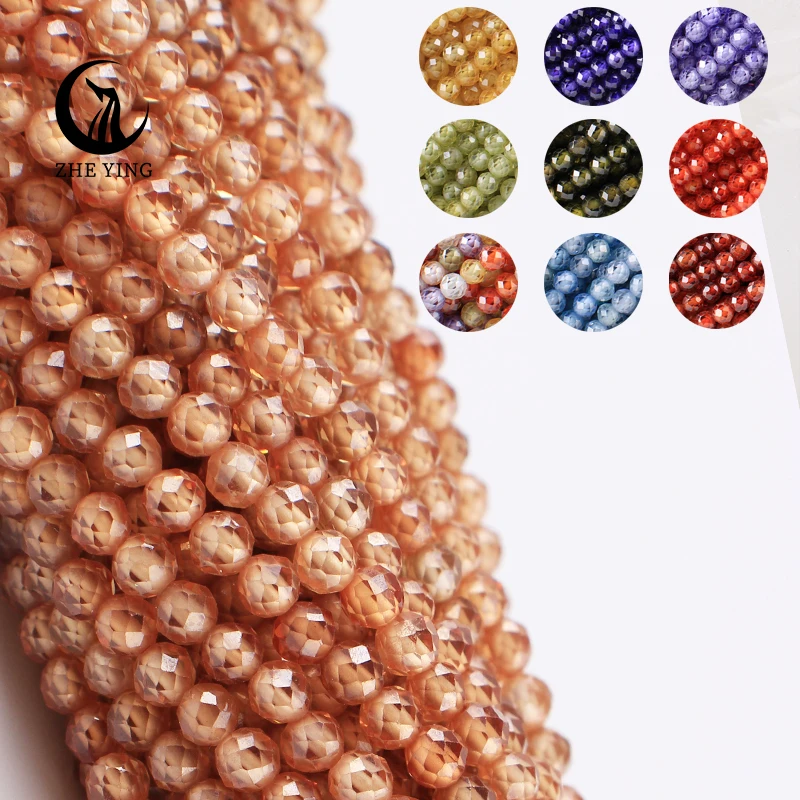 

Zhe Ying 3mm Faceted Natural AAA Zircon Stone Beads 16 Colors Loose Gemstone Faceted Rondelle Zircon Beads for Jewelry Making