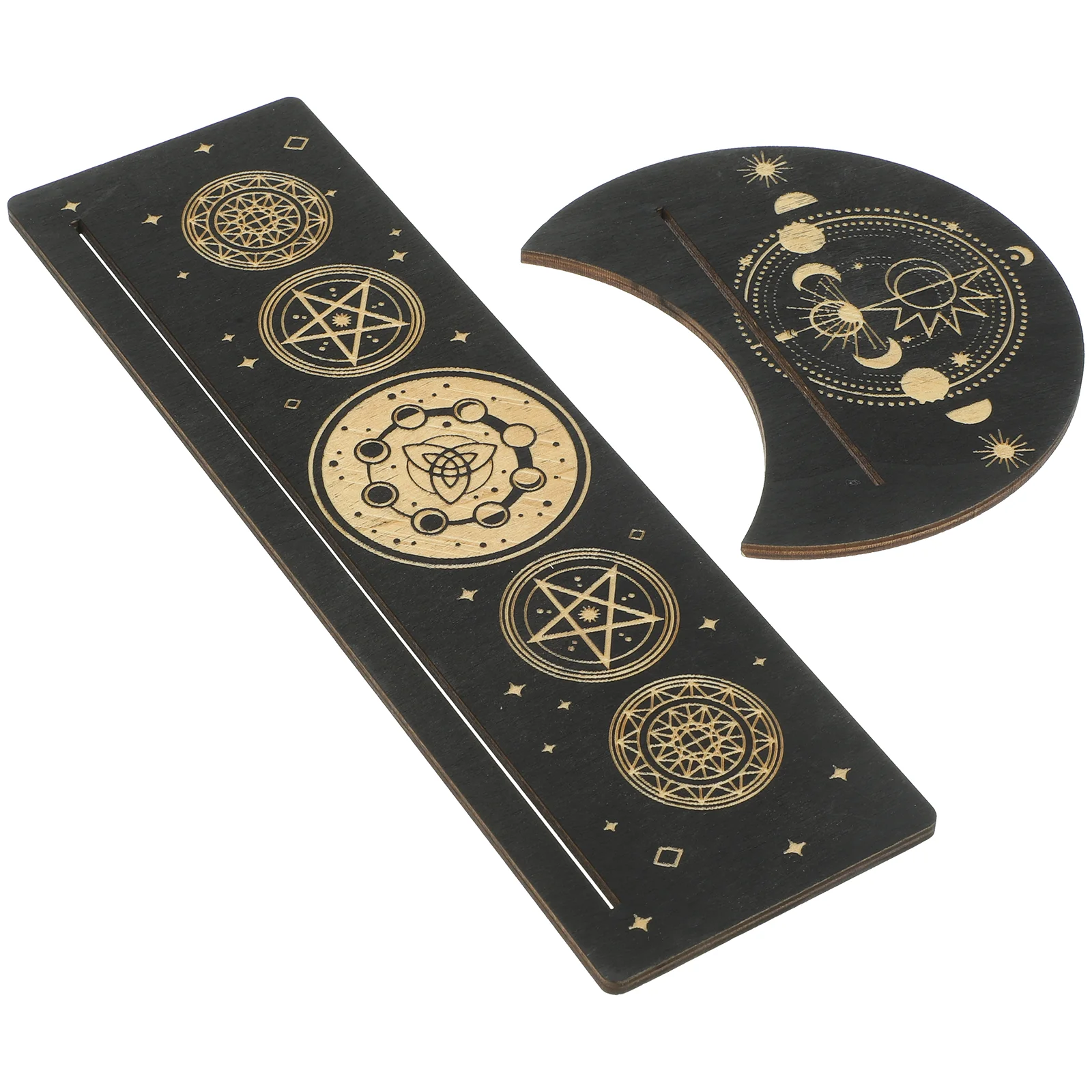 

2 Pcs Wood Tarot Cards Organizer Display Shelf Set Stand Wooden Bracket Holder Decorative Tray Base House Accessories Home