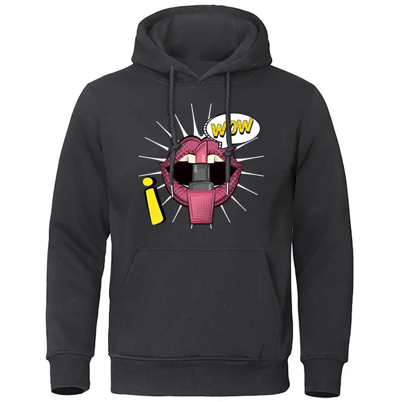 

Luxury Brand Surprised lips Cartoons Anime Women Hoodie Oversized Fleece Sweatshirt Loose Crewneck Hoody Crewneck Pullover Hoode