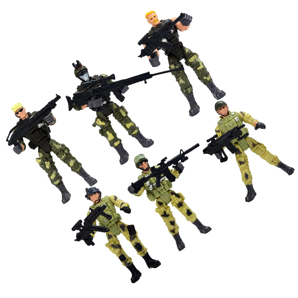 

6pcs Forces Action Figures, Soldier Action Figures Soldiers Playset with Accessories ( A Pattern )