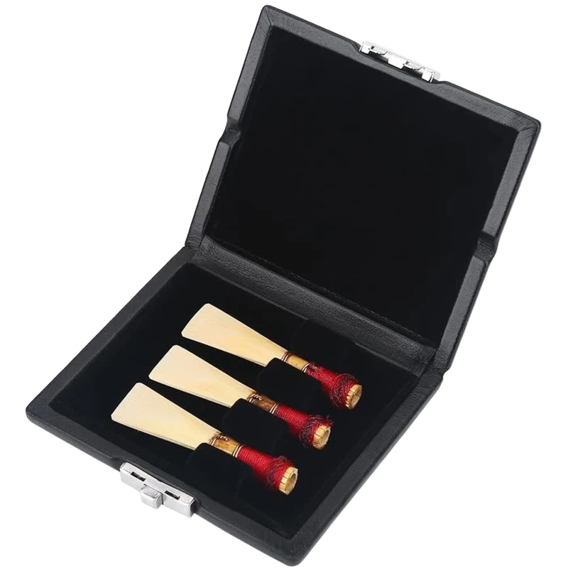 

Oboe Reed Case Leather Oboe Reed Holder Storage Box Protector Case for 3 Oboe Reeds Protect Against Moisture Black