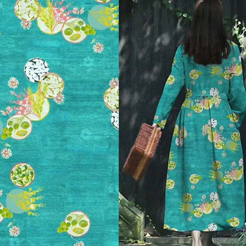 50X 100% см удобный Monet чистый рами Лен летнее тонкое китайское платье длинное