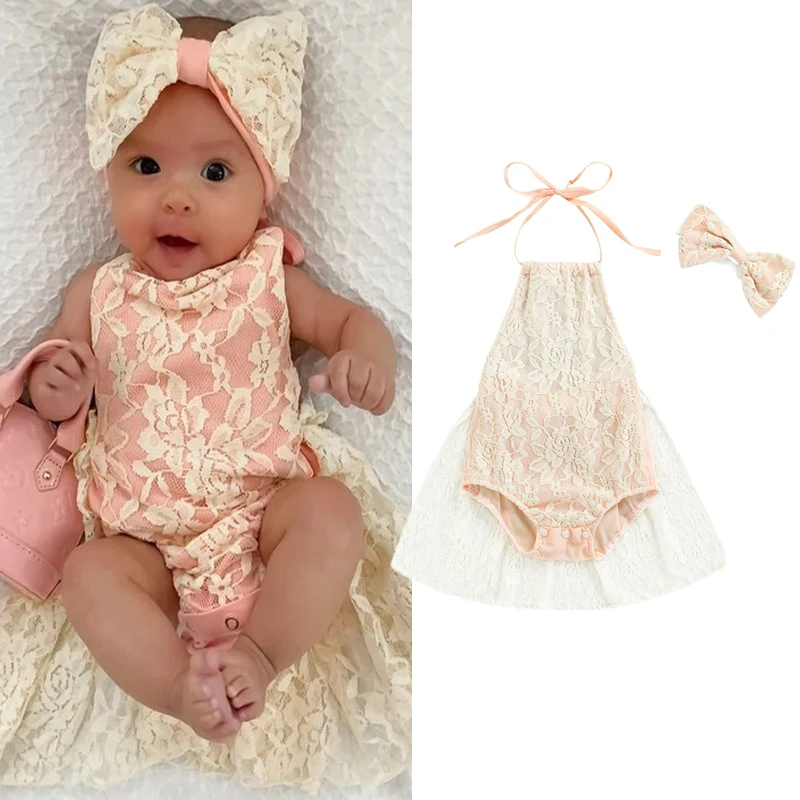 

Детский кружевной комбинезон без рукавов, с цветочным принтом