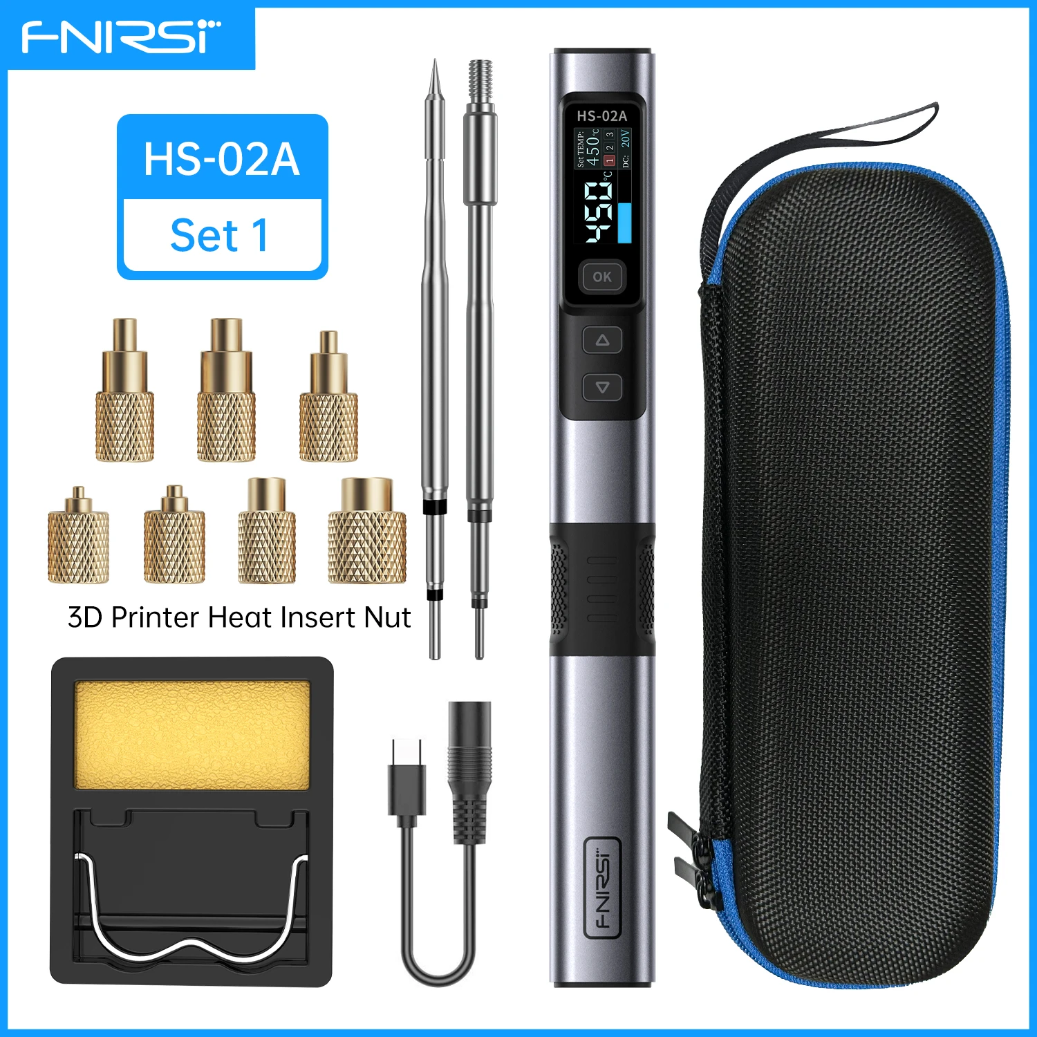 

Электрический паяльник FNIRSI HS-02A с набором гаек