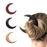 hand carved crescent moon hair fork for women moon barrettemoon hair stick wooden hair comb thick hair styling tool accessories