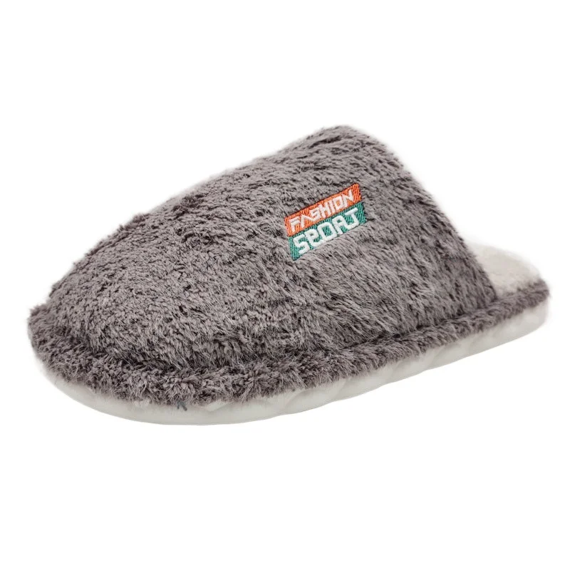 

King Size Cotton Warm Fur Shoes 2023 Slippers Leisure Slides Non-slip Solid Color Winter Slippers for Men Home Indoor Men Shoes