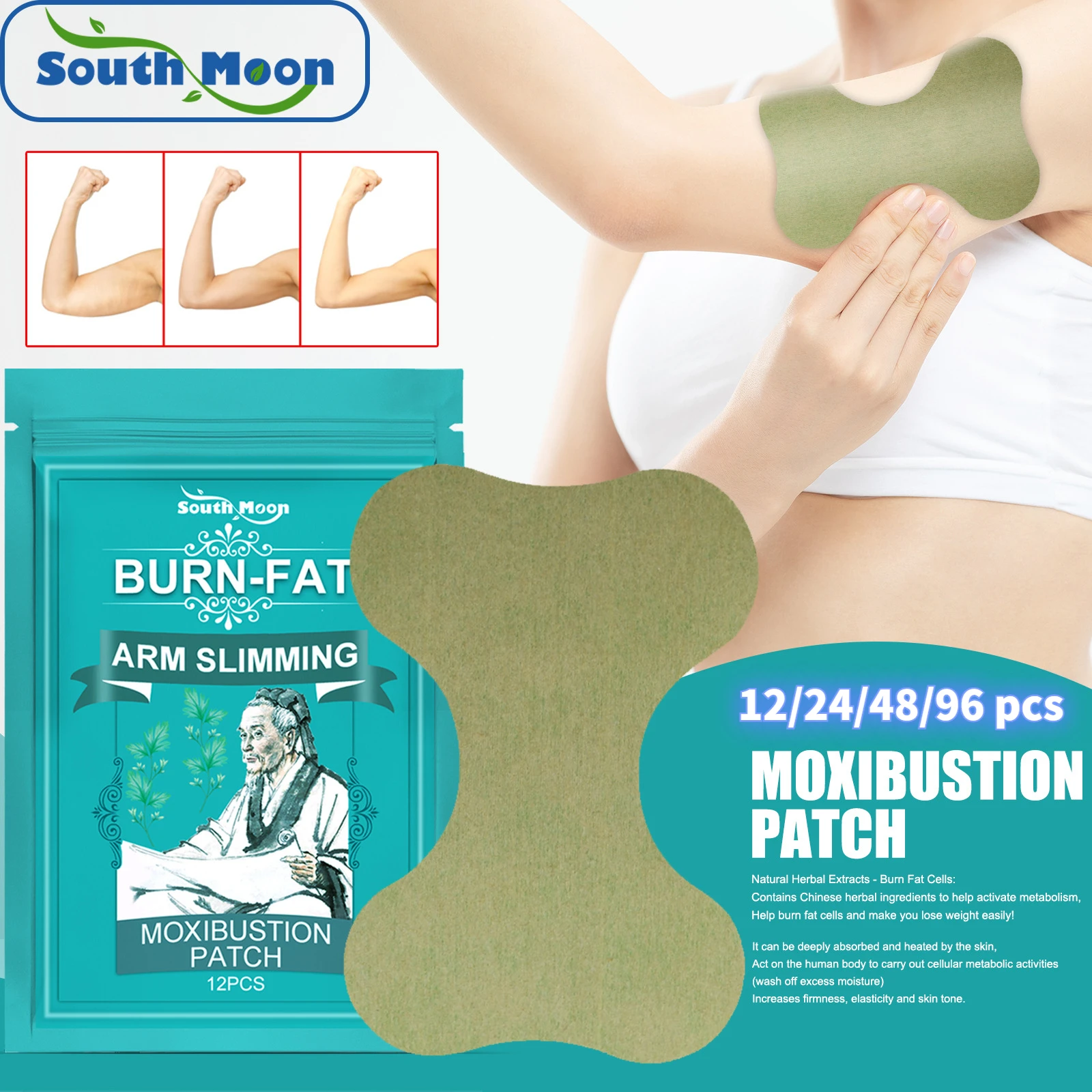 

South Moon Thin Arm Patch Lose Weight Moxibustion Paste Herbal Slimming Fat Burning Hot Compress Warm Arm Body Slim Patches
