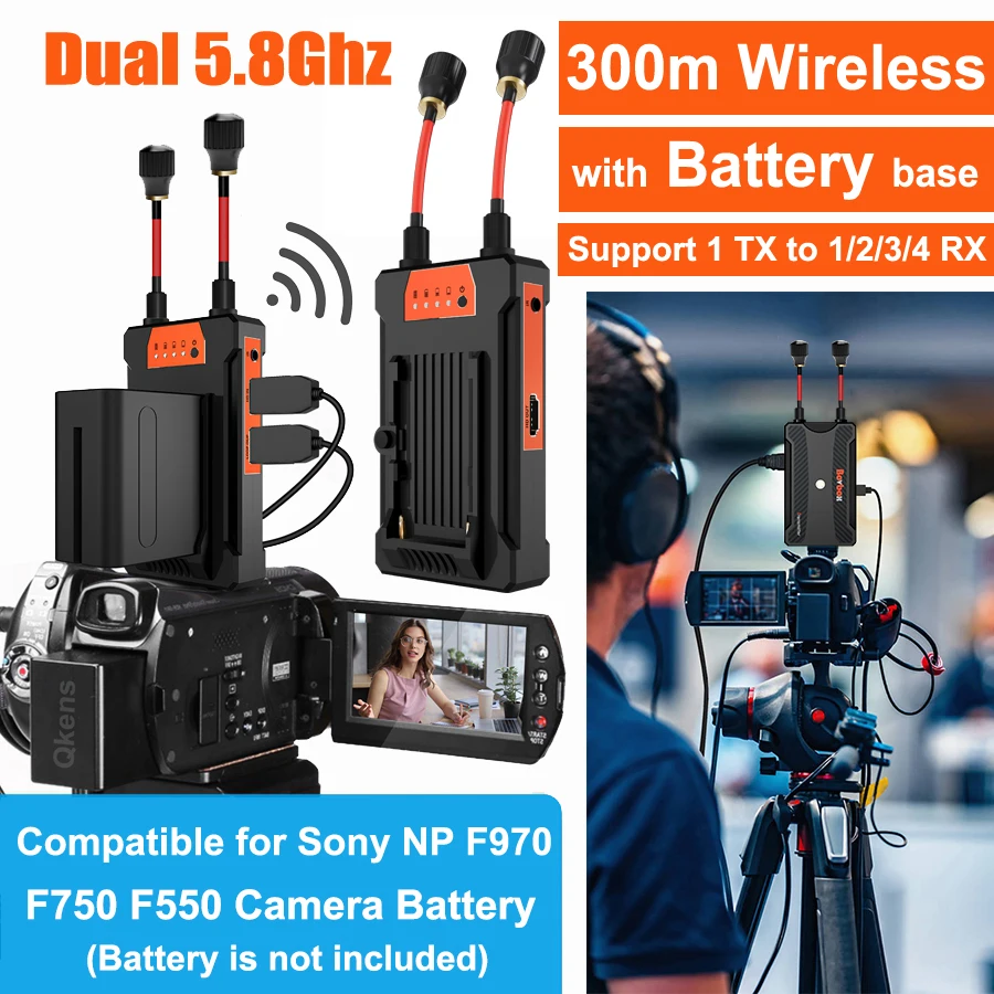 300 м Беспроводная передача HDMI удлинитель видеопередатчик приемник для камеры YoloBox Pro прямая трансляция поддержка батареи от 1 до 4