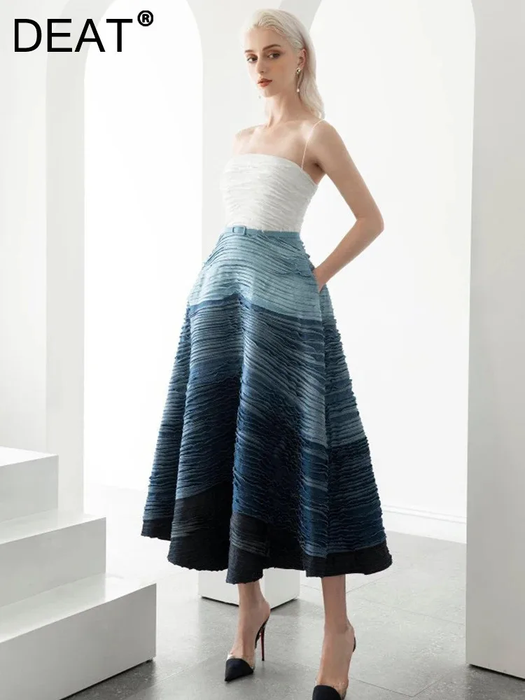 Женское джинсовое платье без бретелек DEAT, платье с открытой спиной и ...