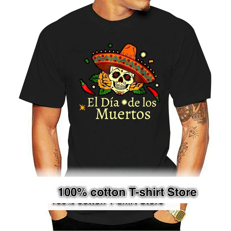 

Забавная черная футболка El Dia De Los death-Day Of The Dead Sugar Skull, мультяшная футболка унисекс, новая модная футболка