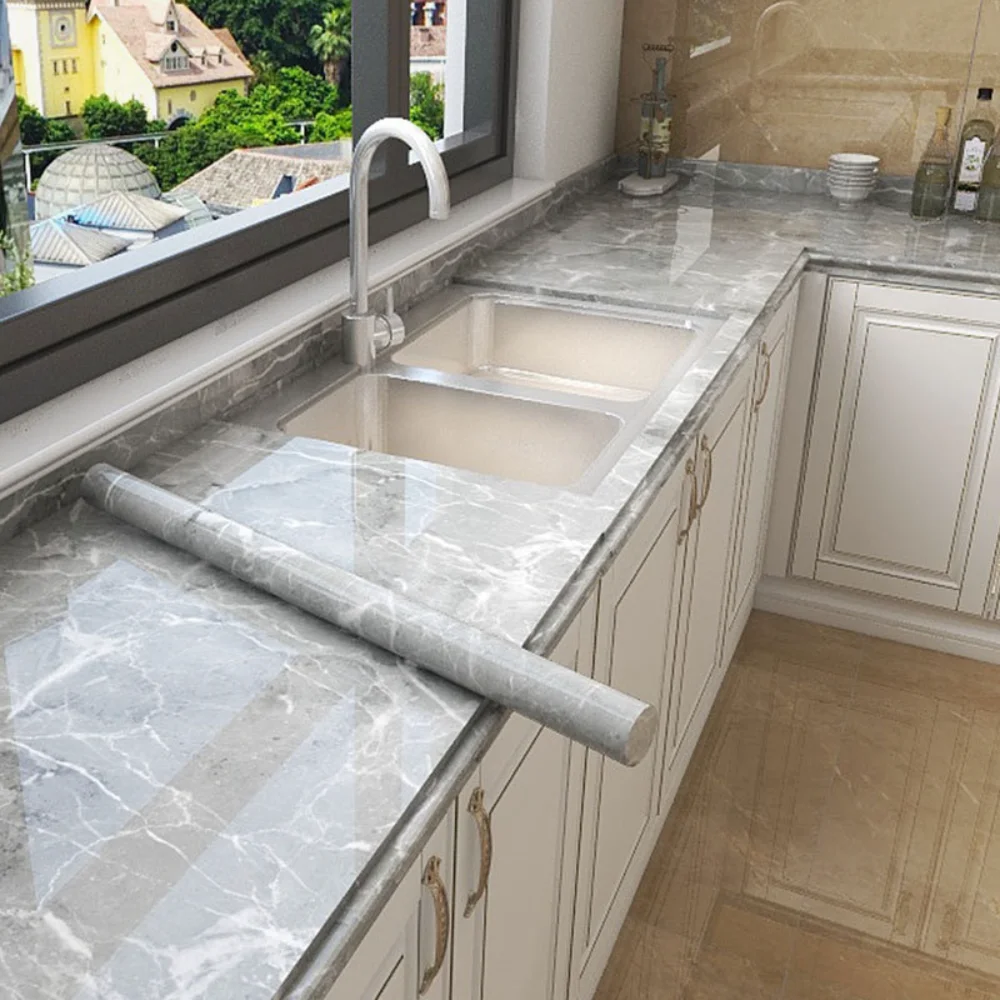 

Kitchen Stickers Oil-proof and Fireproof Marble Wallpaper Wall Moisture-proof Furniture Renovation Waterproof Self-adhesive Room