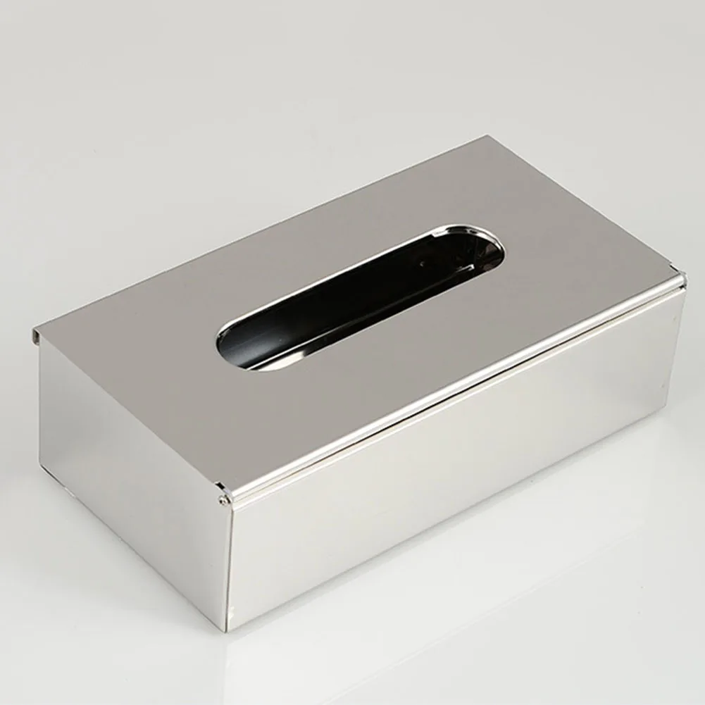 

Home Paper Container Stainless Steel Storage Square Elegant Cover Tissue Box Office Hotel Car Napkin Holder Bedroom Towel