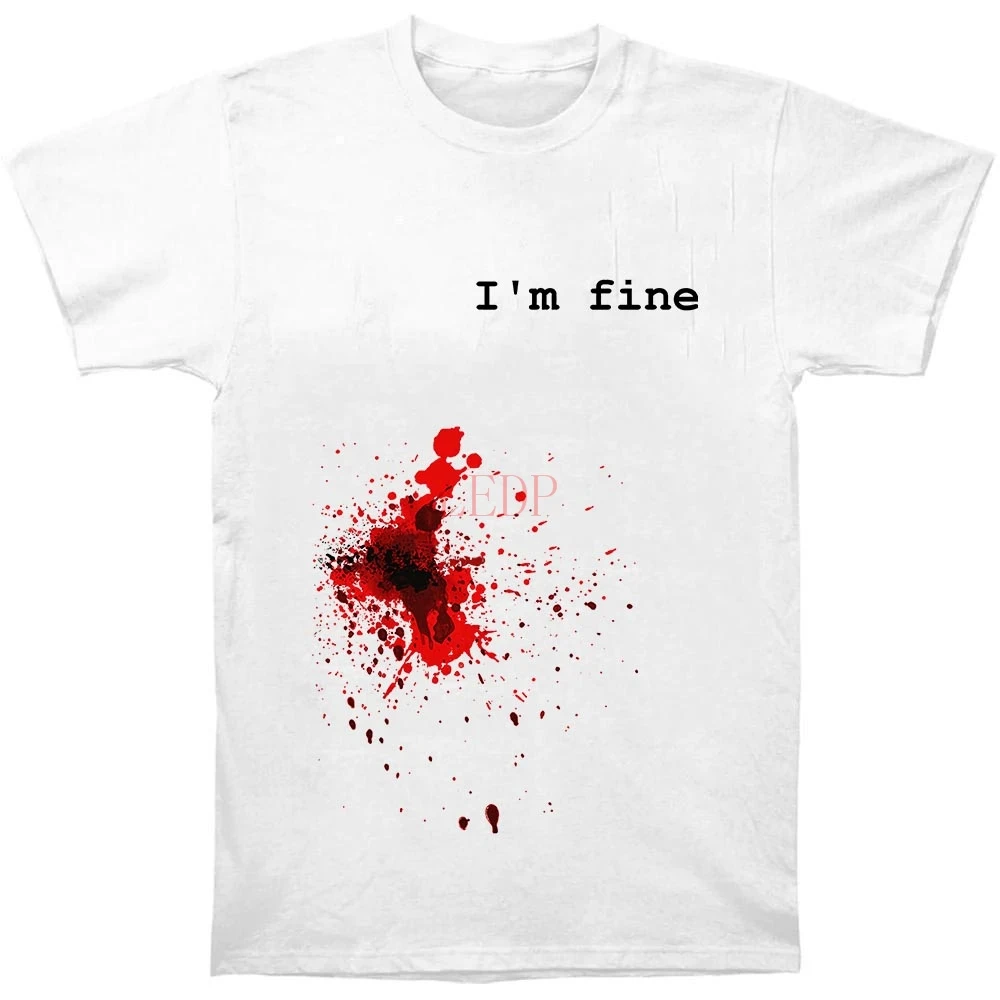 

Im Fine футболка пятна крови брызг Хэллоуин ударная рана мужчины женщины