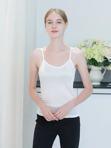 SuyaDream женские шелковые майки бежевые