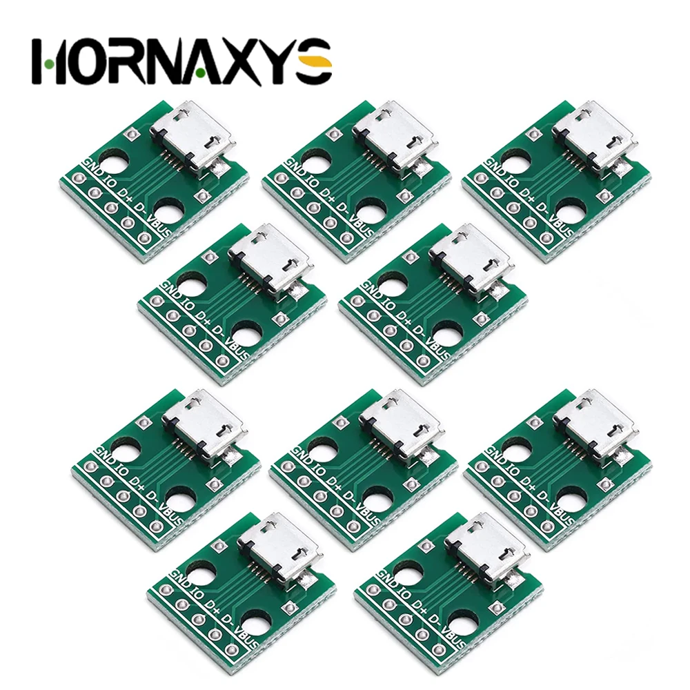 

10PCS MICRO USB To DIP Adapter 5pin Female Connector B Type PCB Converter Breadboard Switch Board SMT Mother Seat