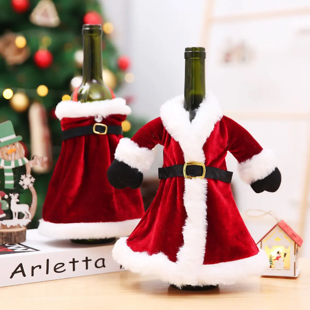 

Креативный Рождественский набор для винных бутылок, Золотое бархатное платье, чехол для винных бутылок, чехол для винных бутылок, чехол для ...