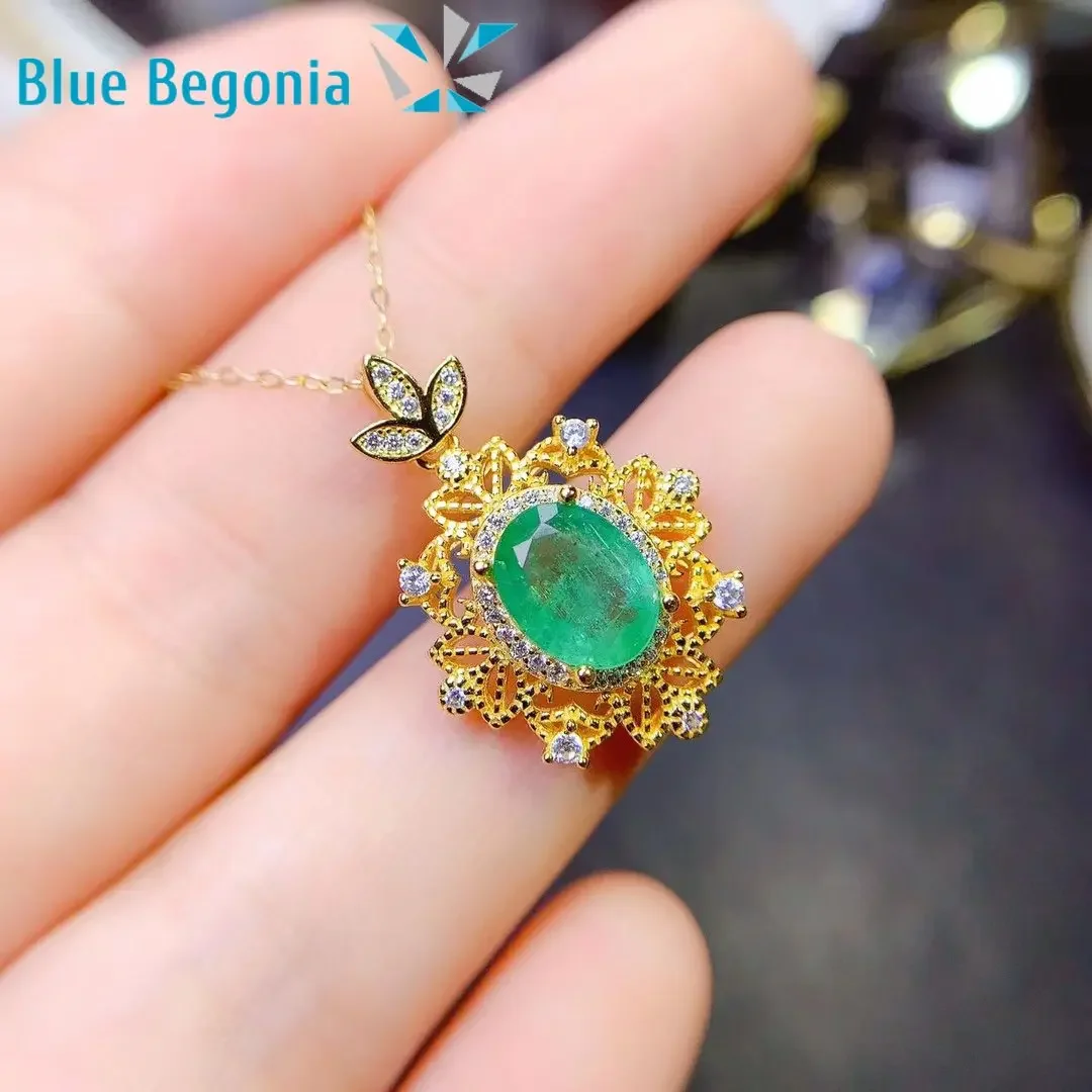 Изумрудный кулон из стерлингового серебра 925 пробы ювелирные изделия роскошные