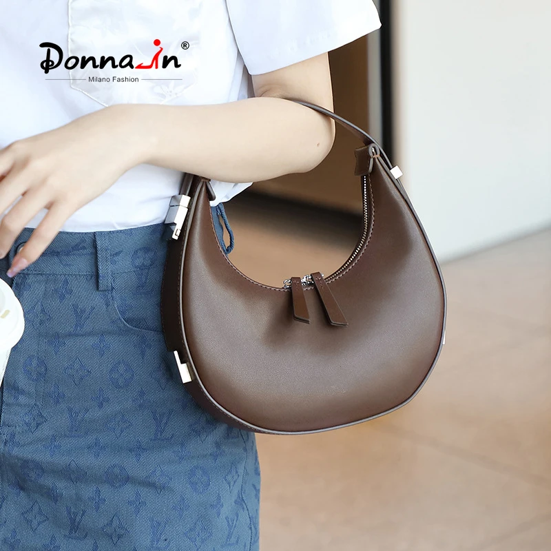 

Donna-in Summer Trendy Half Moon Women Hobos Shoulder Bag Split Leather Crescent Clutch Bag Ladies Luxury Designer Handbag