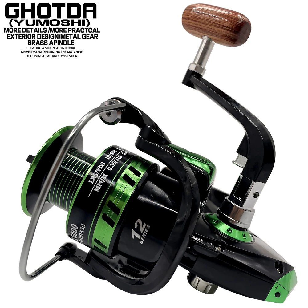 

GL Spinning Fishing Reel 5.5:1 12BB 1000-7000 series pesca carretilha peche Spinning wheel type Sea Rock lure fishing