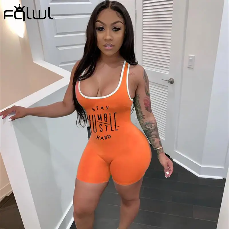 FQLWL летний сексуальный женский комбинезон с принтом без рукавов белые