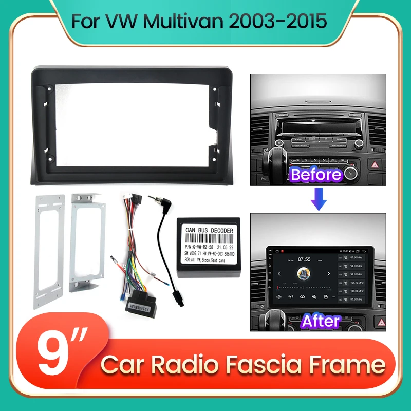 Автомобильная рама для DVD-плеера 9 дюймов 2 Din Android VW Multivan T5 Transporter 2003-2015