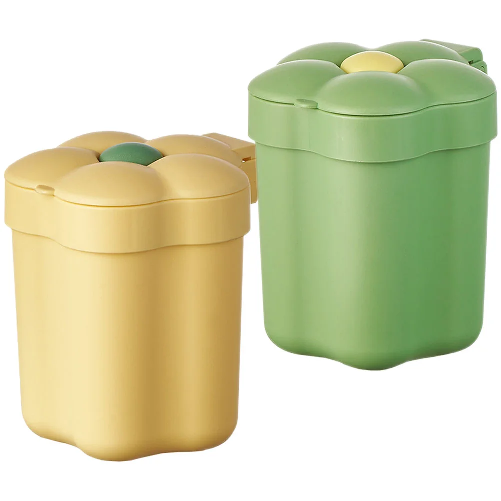 

2pcs Office Desktop Slim Trash Can With Lid Bedroom Trash Can Trash Can Garbage Bin Desktop Trash Can