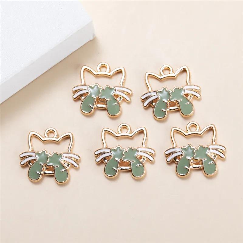 

10pcs/lot Cartoon Cat Enamel Charms Pendant DIY Necklace Bracelet Earrings for Jewelry Making Accessories