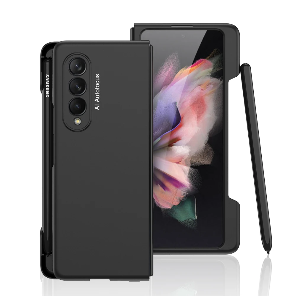 

Ultra Thin Phone Case Side Slot Armor Fold3 Protective Cover for Samsung Galaxy Z Fold 3 5G Cases pen holder for S Pen(no pen)