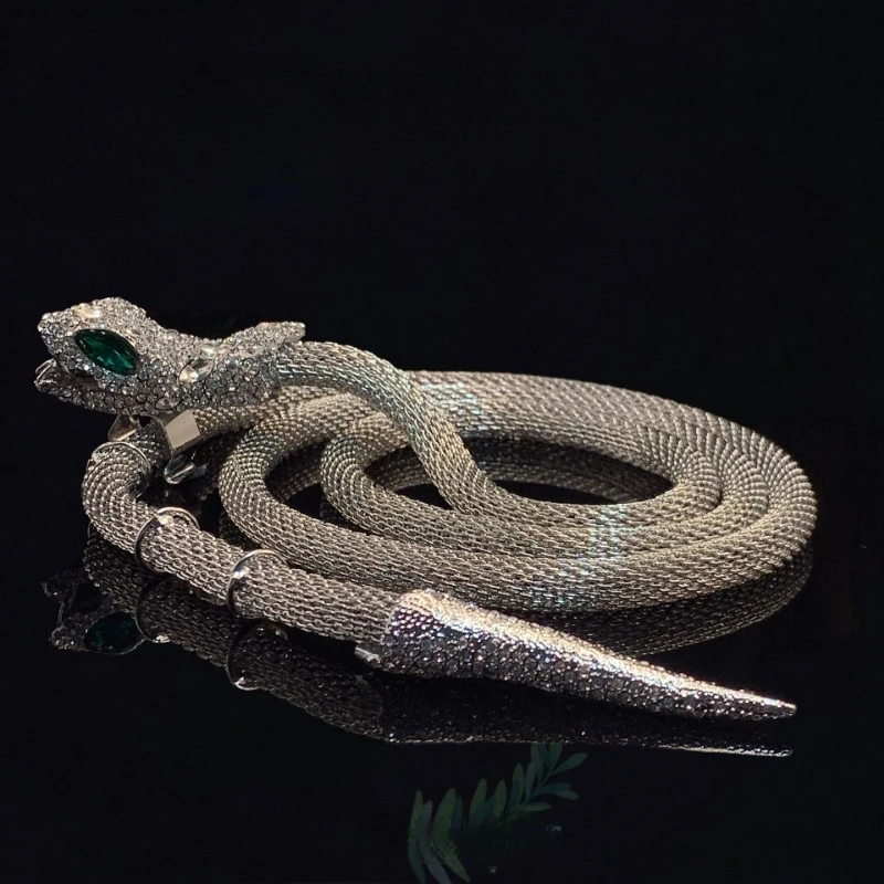 

2023 NewNiche Designer Flash Diamond Exaggerated Serpentine Fringe Necklace Fashion High-grade Collar Chain for Men and Women