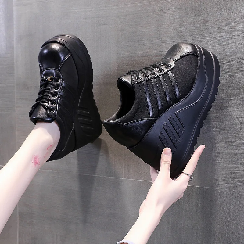 

2023Brand New Punk Street Fashion Black Gothic Style Girl Platform High Heels Sneaker Wedges Shoes Woman Pumps Big Size34-42