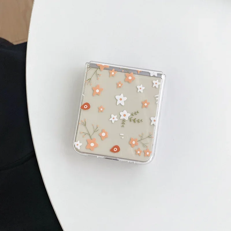 Модный прозрачный чехол с цветочным принтом для Samsung Galaxy Z Flip 6 ZFlip 5 4 3 чехлы