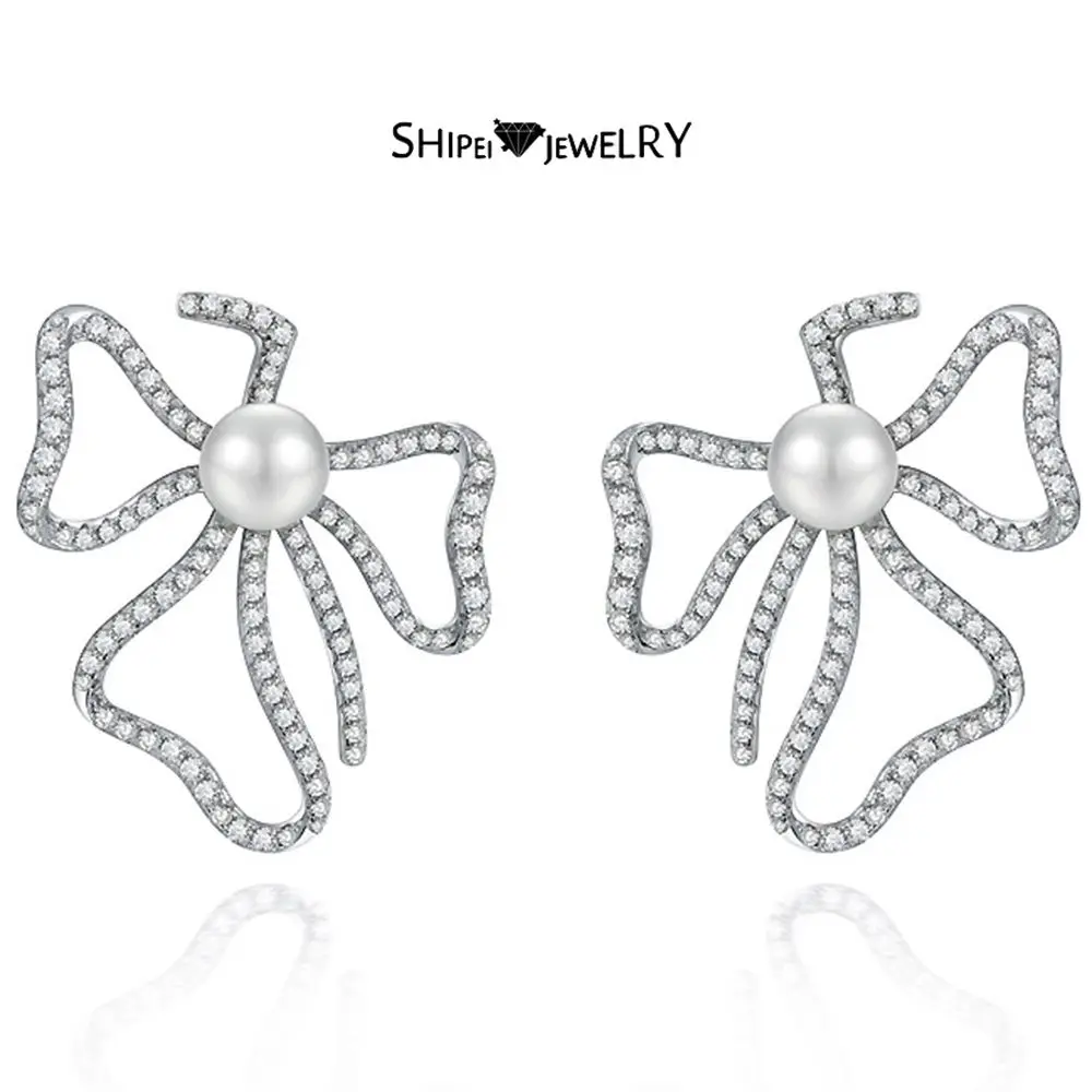 

Shipei 925 Sterling Silver Pearl Created Moissanite Diamonds Gemstone Drop Dangle Flower Earrings Studs Fine Jewelry Wholesale